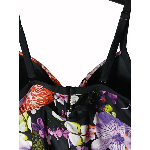 Swim Cacique Womens Tankini Swim Top Floral Multicolor Size 44DDD Padded Cups - Picture 6 of 13